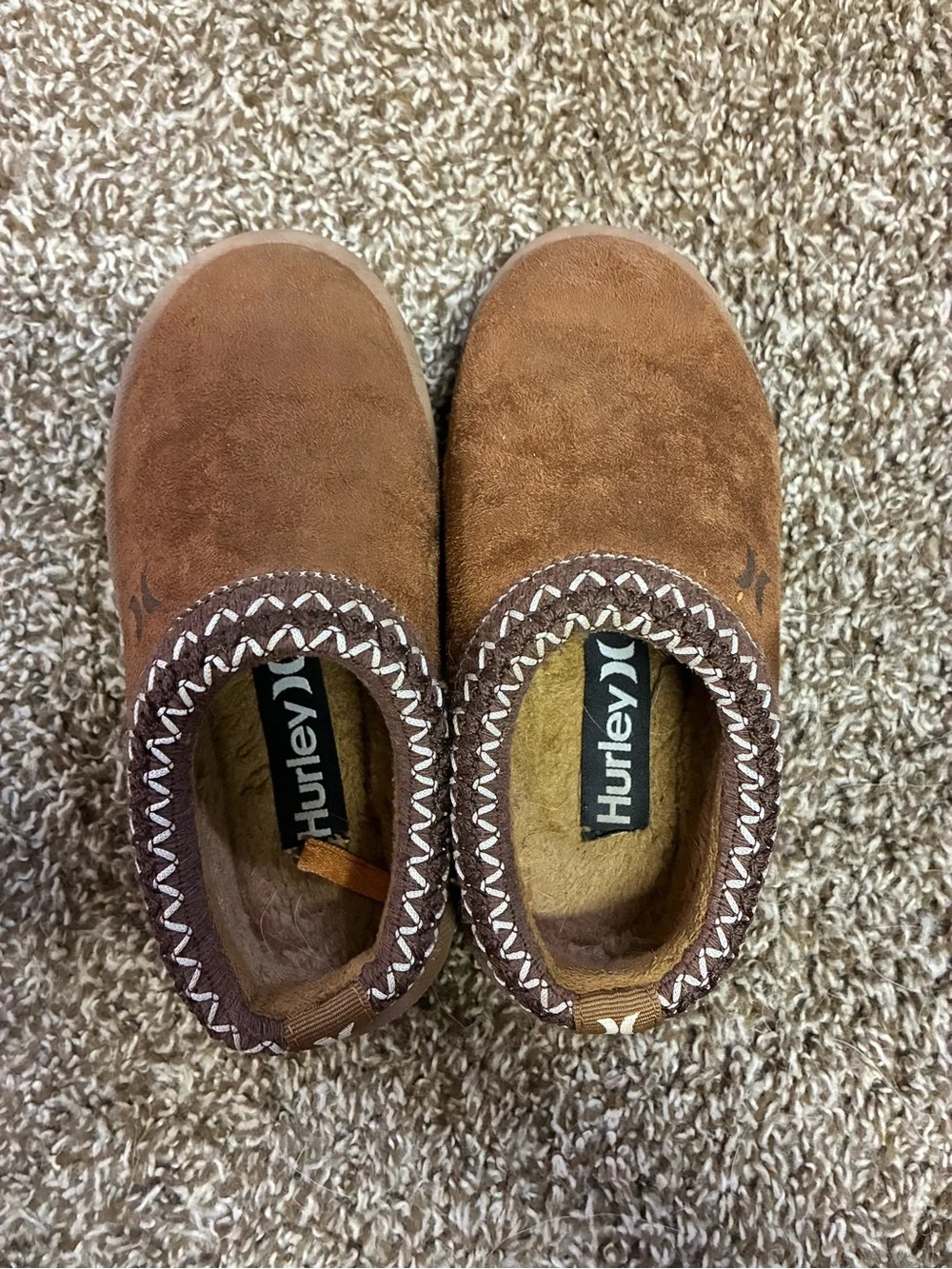 Hurley Kids Brown Suede Slip-On Slippers